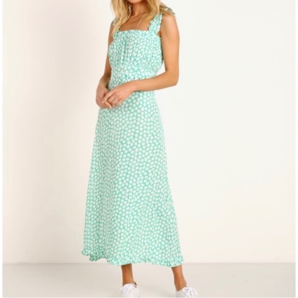 Faithfull the Brand Mint Green Polka Dot Midi Dress